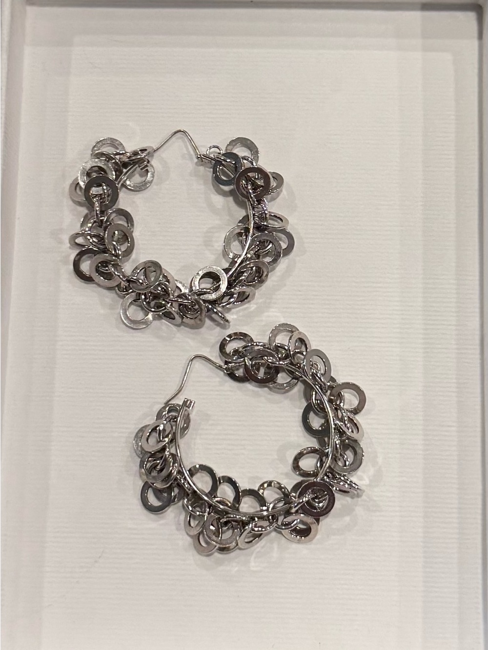 Source Unknown Silver Multi-Ring Hoop Earrings